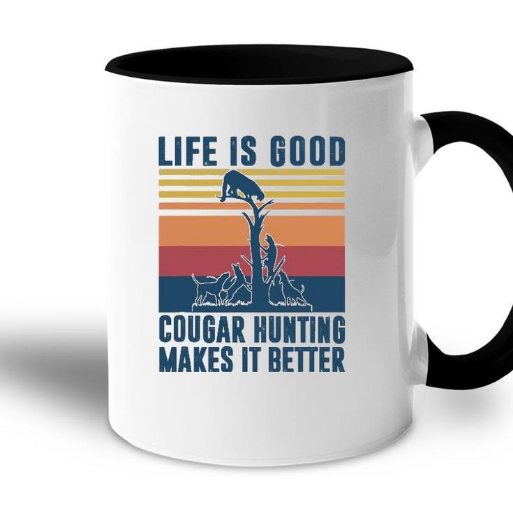 Cougar Hunting Gifts Men Women Mountain Lion Hunter Accent Mug