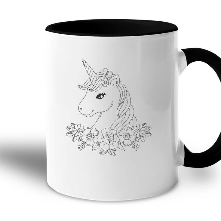 Cute Unicorn To Paint And Color In For Children Accent Mug