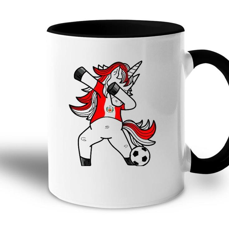 Dabbing Soccer Unicorn Peru Peruvians Football Accent Mug
