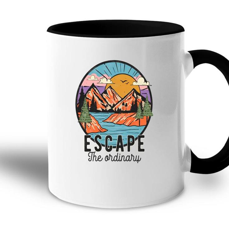 Escape The Ordinary From Busy Life To Relax Vintage Mountain Adventure Accent Mug