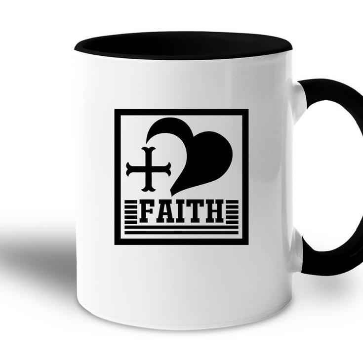 Faith Heart Bible Verse Black Graphic Great Christian Accent Mug