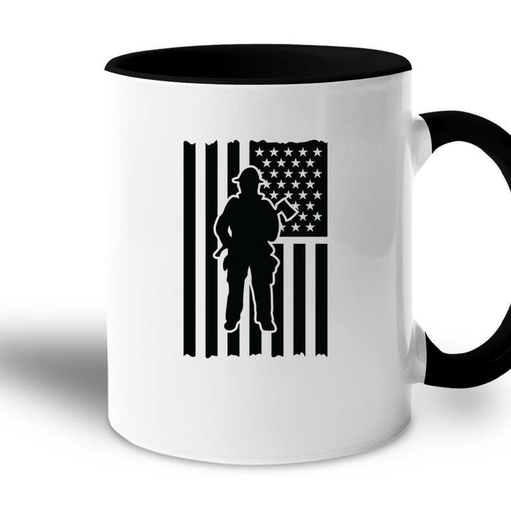 Firefighter Usa Flag Black Gift For Firefighter Accent Mug