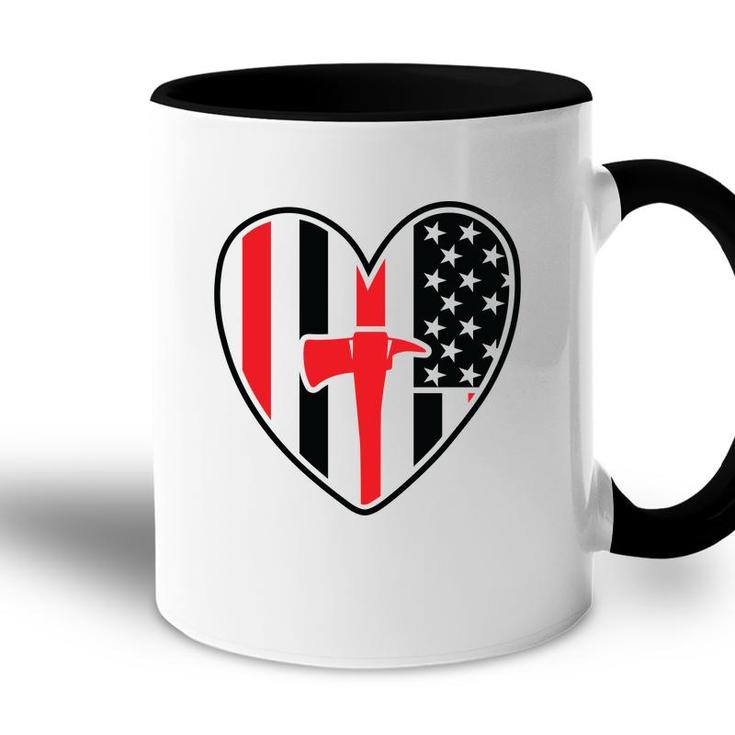 Firefighter Usa Flag Red Heart Gift For Firefighter Accent Mug