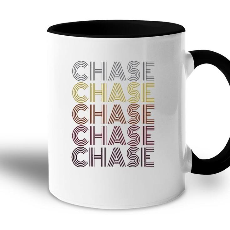 First Name Chase Retro Pattern Vintage Style Accent Mug