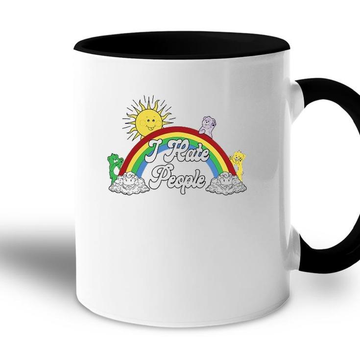Funny Bear & Rainbow I Hate People Accent Mug