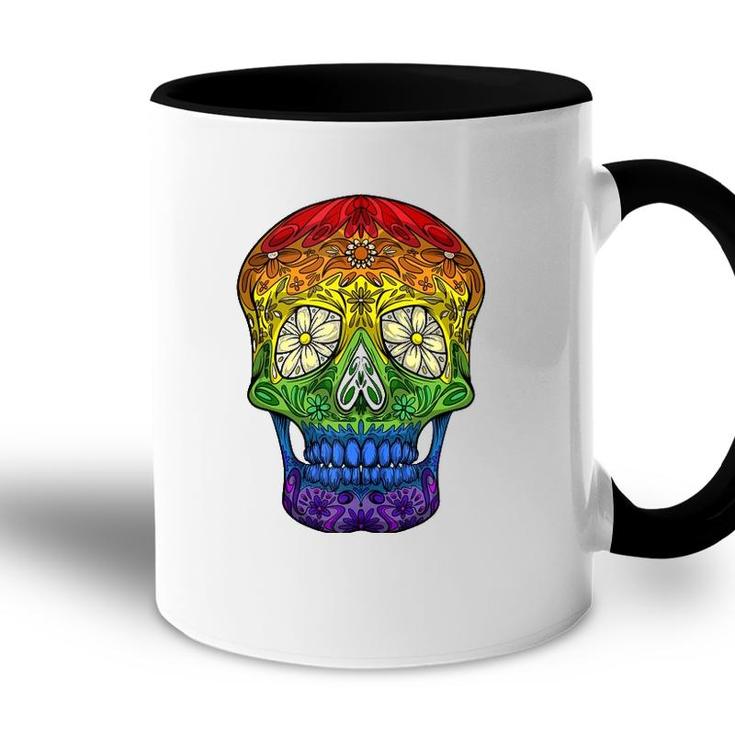 Funny Sugar Skull Gift For Men Women Cool Lgbt Pride Flag  Accent Mug