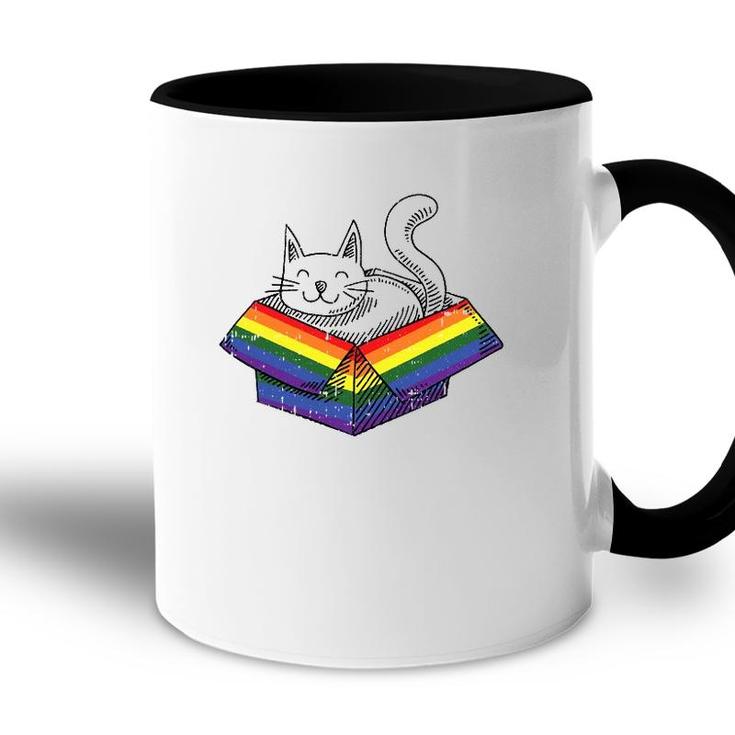 Gay Cat Pride Rainbow Cute Kitten Kitty Proud Lgbt Q Ally Accent Mug