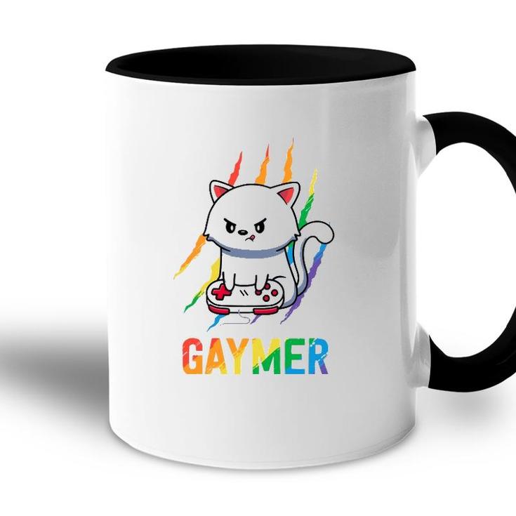 Gaymer Lgbt Cat Pride  Rainbow Video Game Lovers Gift  Accent Mug