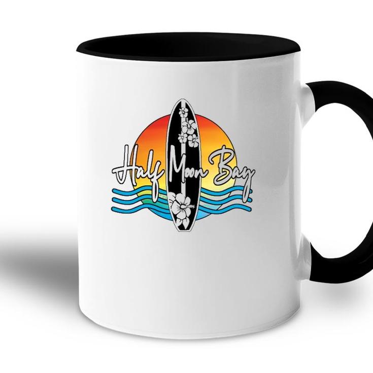 Half Moon Bay Coastal California Famous Surfer Sport Souvenir  Accent Mug