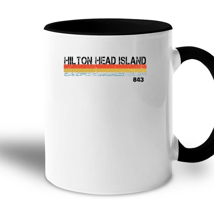Hilton Head Island Sc Area Code 843 Vintage Stripes Accent Mug