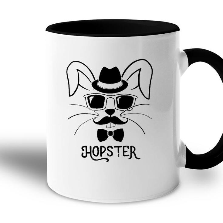 Hopster Funny Hipster Easter Bunny Accent Mug