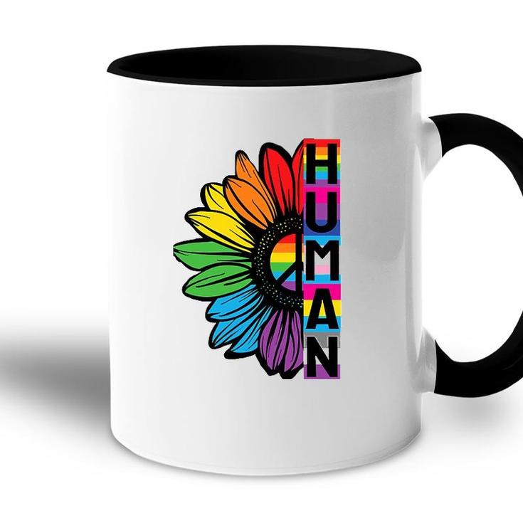 Human Sunflower Lgbt Flag Gay Pride Month Lgbtq Accent Mug