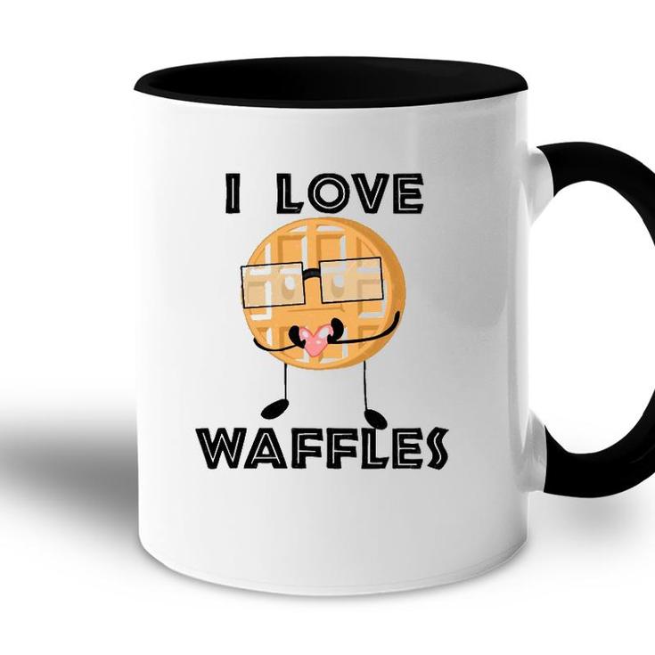 I Love Waffles  Waffle Love Pun Accent Mug