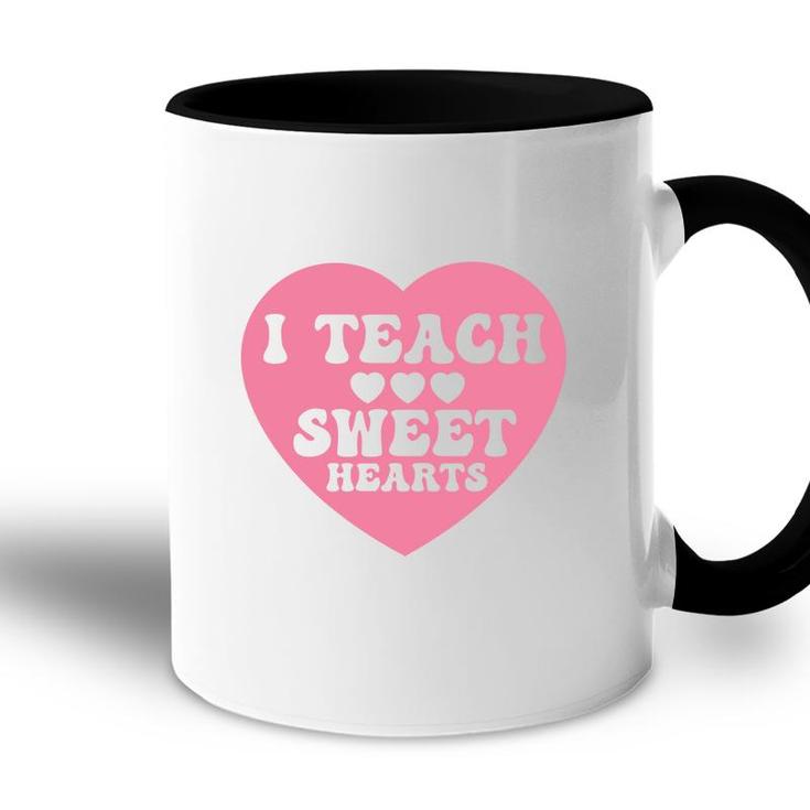 I Teacher Sweet Hearts Pink Great Graphic Accent Mug
