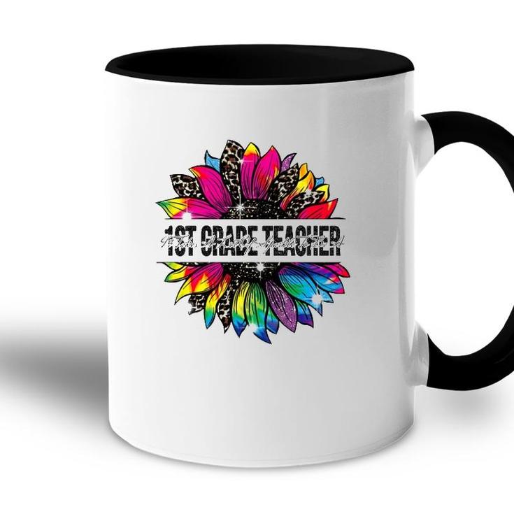 It Takes A Lot Of Sparkle To Be A 1St Grade Teacher Tie Dye Leopard Sunflower Accent Mug