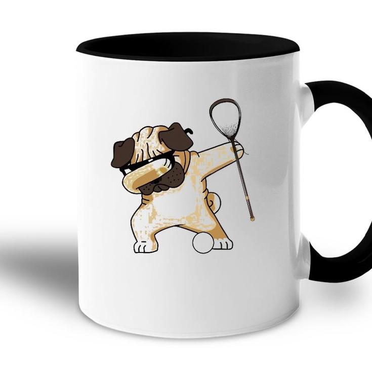 Lacrosse Dabbing Pug Dab Dog Lax Gift Tee Accent Mug