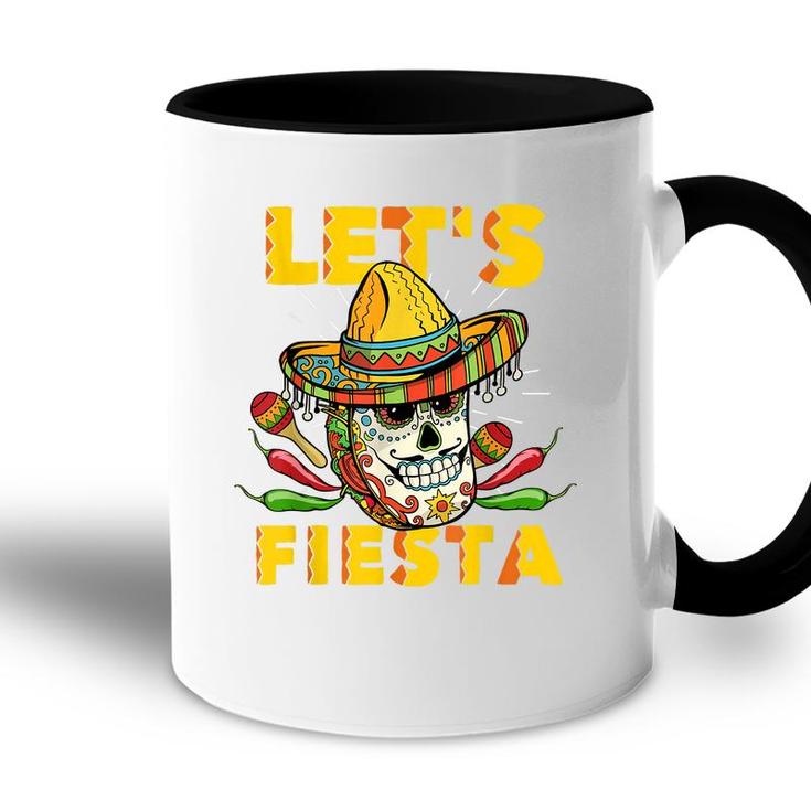 Lets Fiesta Cinco De Mayo Mexican Theme Party Guitar Lover  Accent Mug