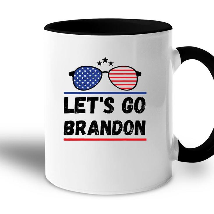 Lets Go Brandon Joe Biden Chant Impeach Biden Costume American Flag Sunglasses Accent Mug