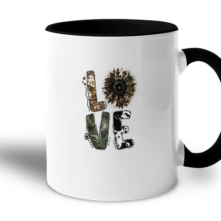 Love Military Sunflower Power Hero Dad Accent Mug