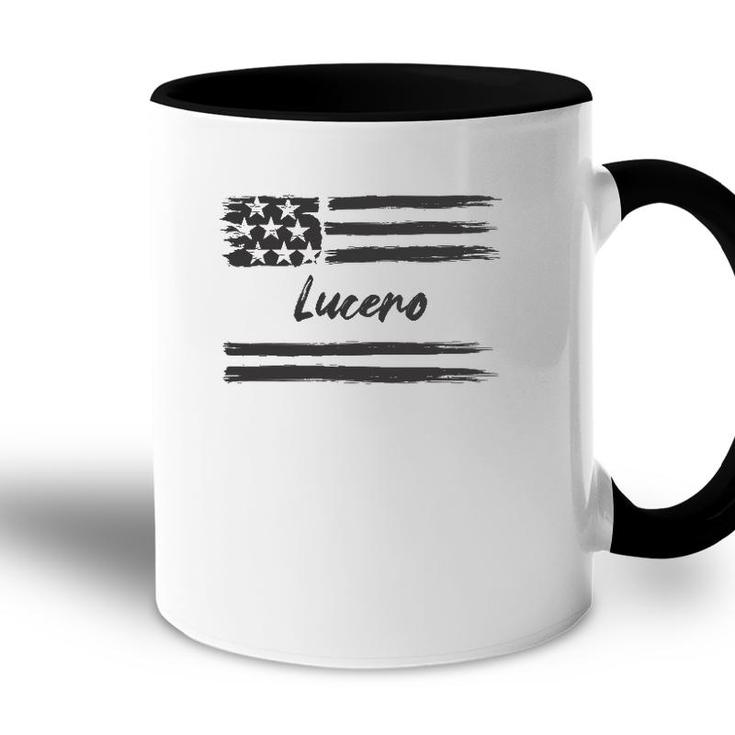 Lucero - Personalized Name Stars And Stripes Usa Flag Accent Mug