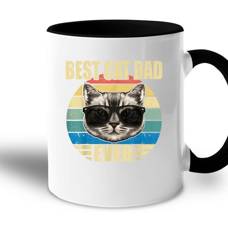 Mens Funny Vintage Cat Daddy  Fathers Day Best Cat Dad Ever  Accent Mug