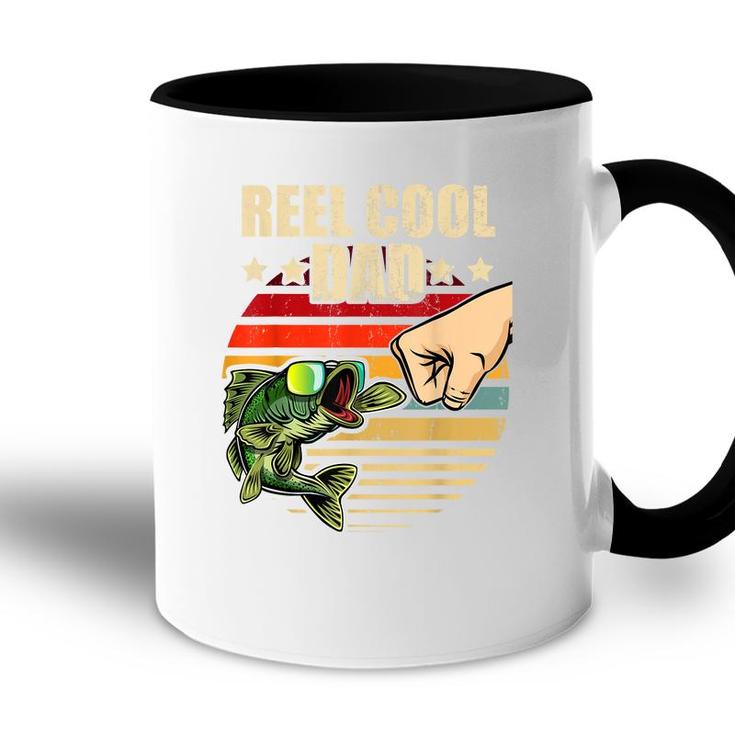 Mens Reel Cool Dad Retro Fishing Fathers Day Gift Fist Bump Accent Mug