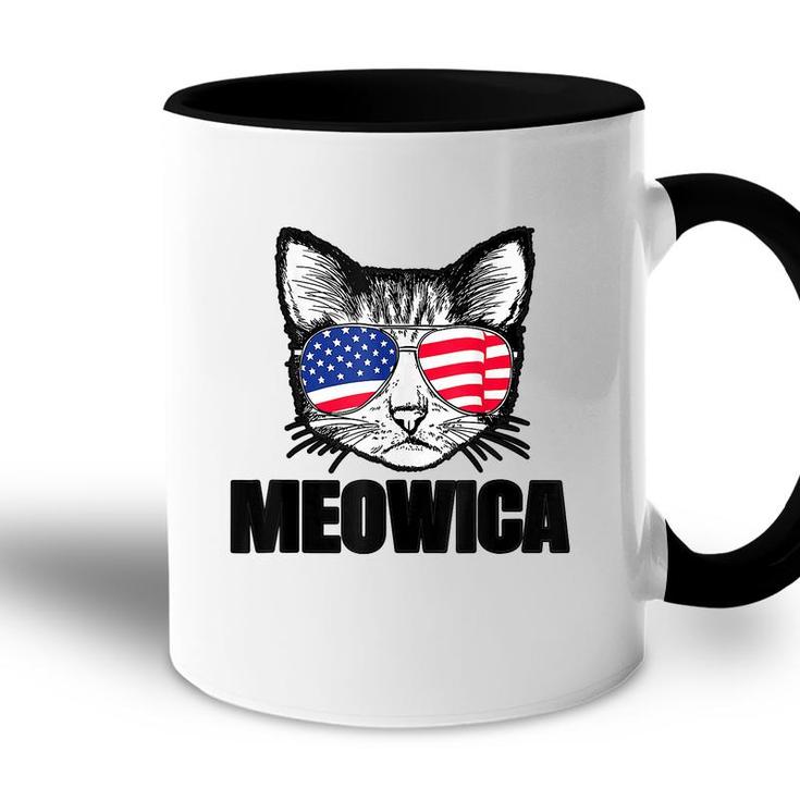 Meowica Patriotic Cat 4Th Of July  American Flag Graphics  Accent Mug