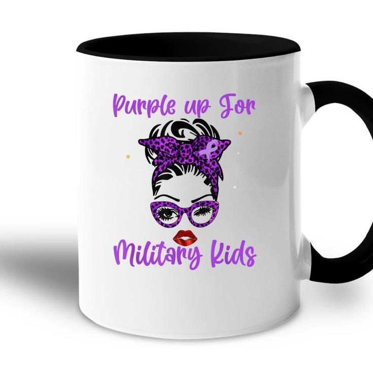 Messy Bun Purple Up Day For Military Kids Child Purple Up  Accent Mug