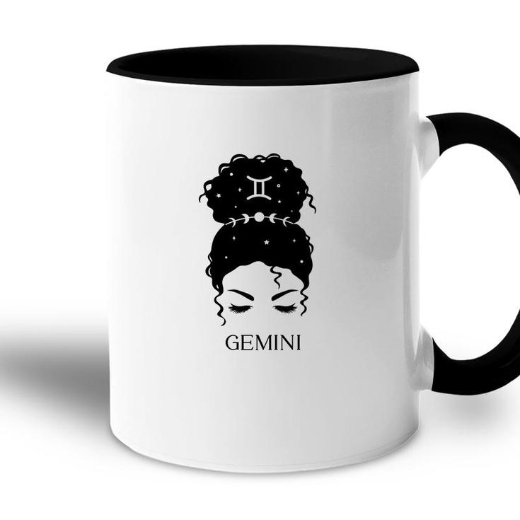Messy Bun Zodiac Astrology Gemini Girl Birthday Accent Mug