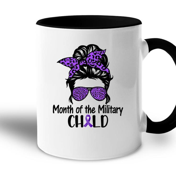 Month Of The Military Kids Child Messybun Leopard Sunglasses  Accent Mug