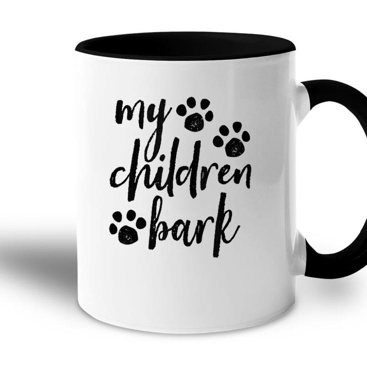 My Children Bark Brush Script Paw Prints  Accent Mug
