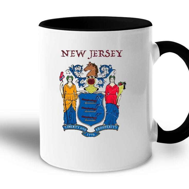 New Jersey State Seal Flag Accent Mug