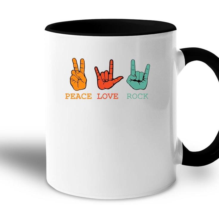 Peace Love Rock And Roll Retro Vintage Peace Loving Musician Accent Mug