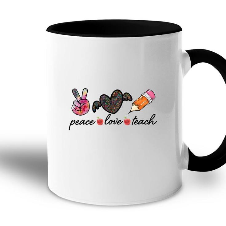 Peace Love Teach Heart Wings Great Graphic Accent Mug