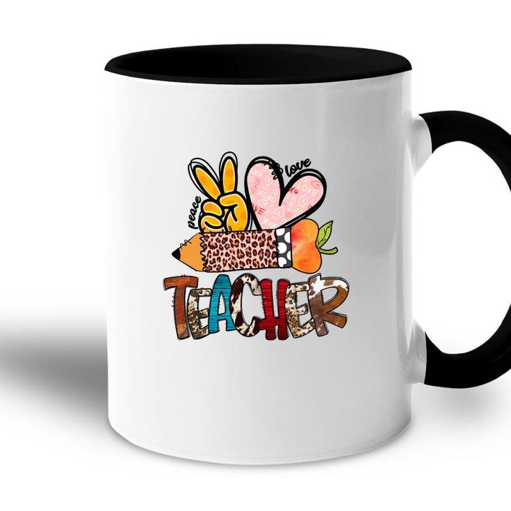 Peace Love Teacher Leopard Funny Gift Ideas Accent Mug