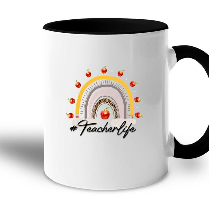 Rainbow Teacher Black Graphic Apple Great Accent Mug