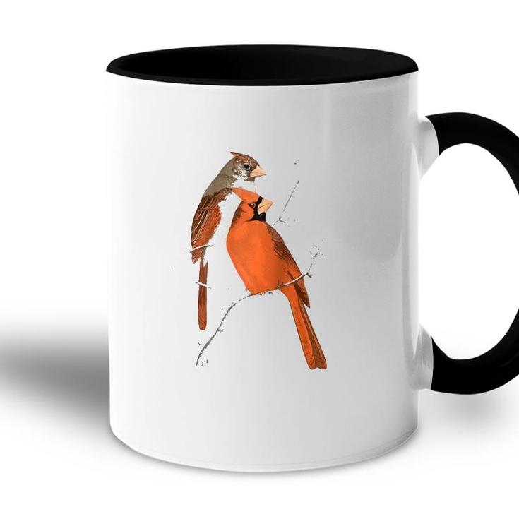 Red Cardinal Bird Male Female Raglan Baseball Tee Accent Mug