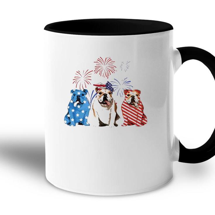 Red White Blue Bulldog Usa Flag Firework 4Th Of July Accent Mug