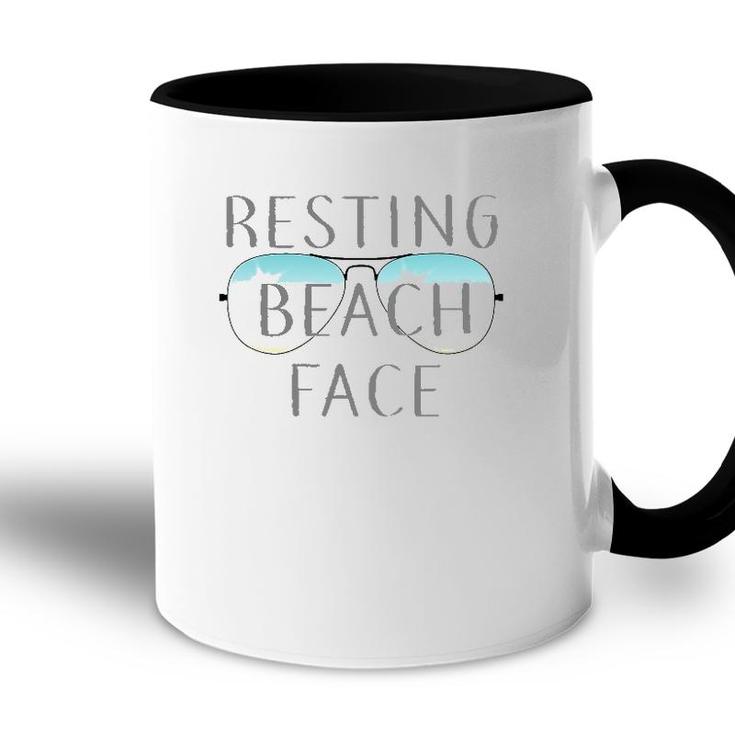 Resting Beach Face Summer Tee  With Sunglasses Accent Mug