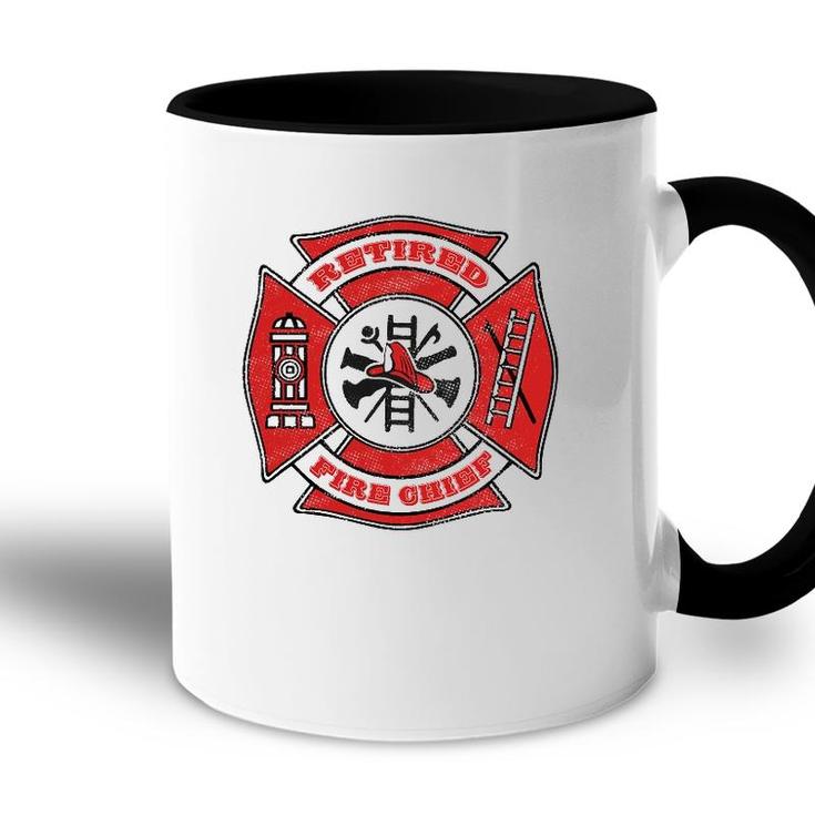 Retired Fire Chief Retirement Gift Red Maltese Cross Accent Mug