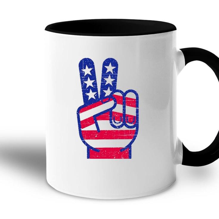 Retro Red White And Blue Peace Sign Vintage July Fourth Gift Accent Mug