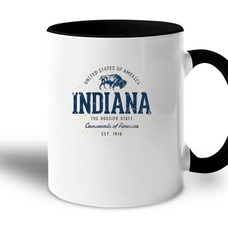Retro Vintage State Of Indiana Accent Mug
