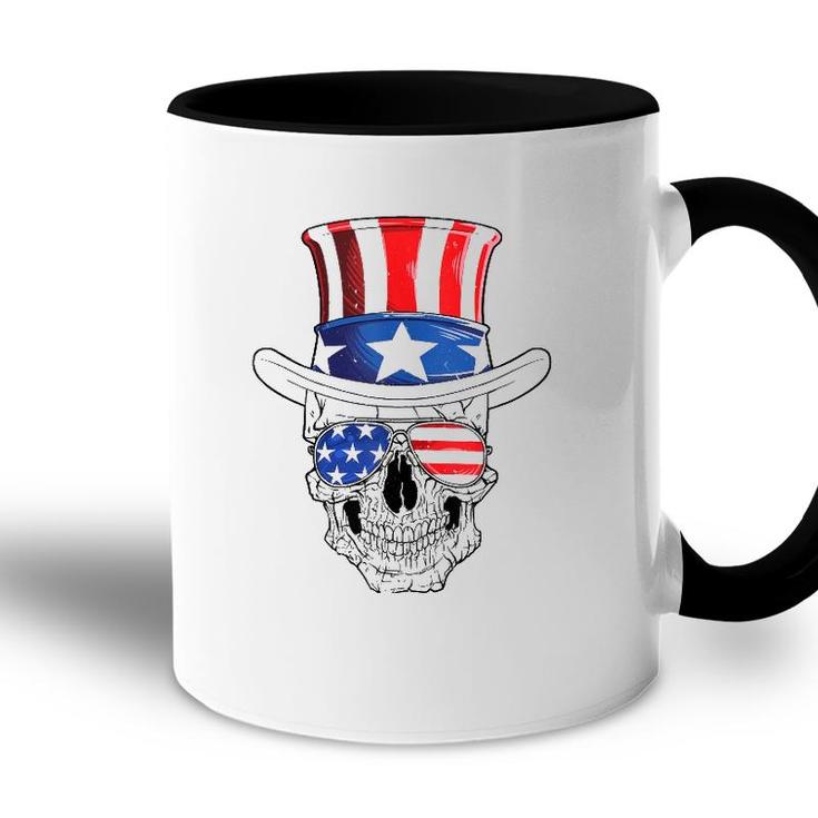 Skull 4Th Of July Uncle Sam Men Usa American Flag Sunglasses  Accent Mug