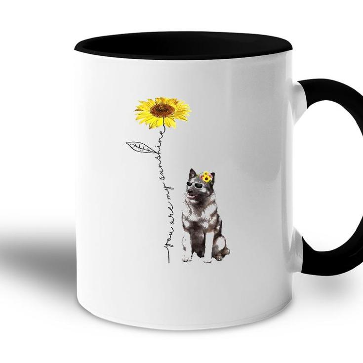 Sunflower And Norwegian Elkhound Accent Mug
