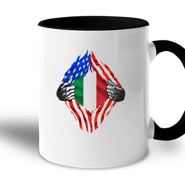 Super Italian Heritage Proud Italy Roots Usa Flag  Accent Mug