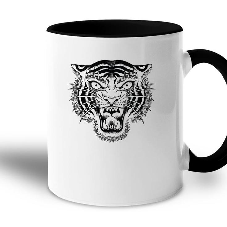 Tiger Head Traditional Tattoo Art Graphic Accent Mug