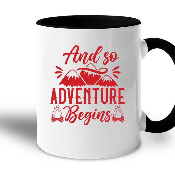 Travel Lover Explores And So Adventure Begins Accent Mug