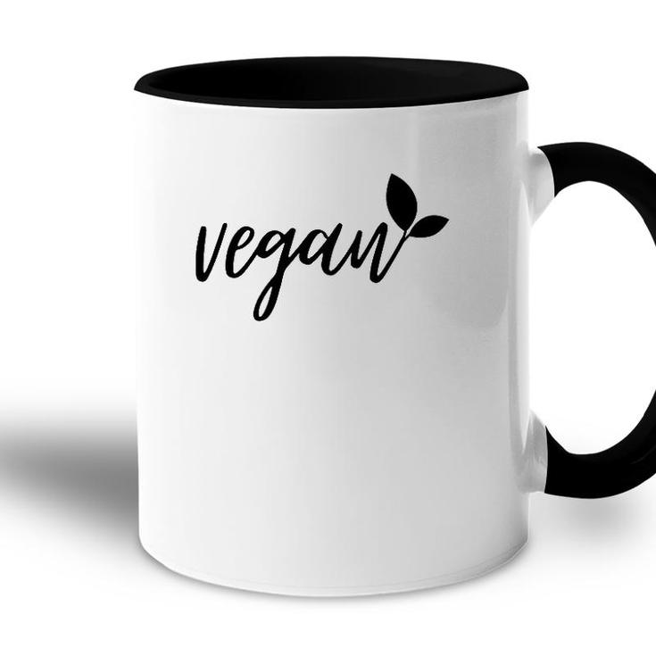 Vegan With Leaf Plant Based Vegan Gift Accent Mug