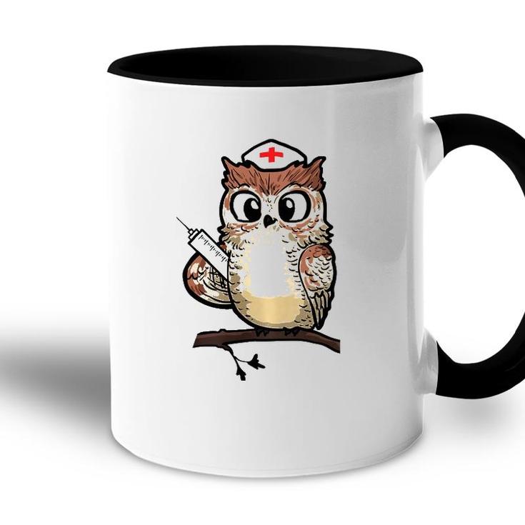 Women Funny Owl Nursing Gift Proud Night Shift Nurse Accent Mug