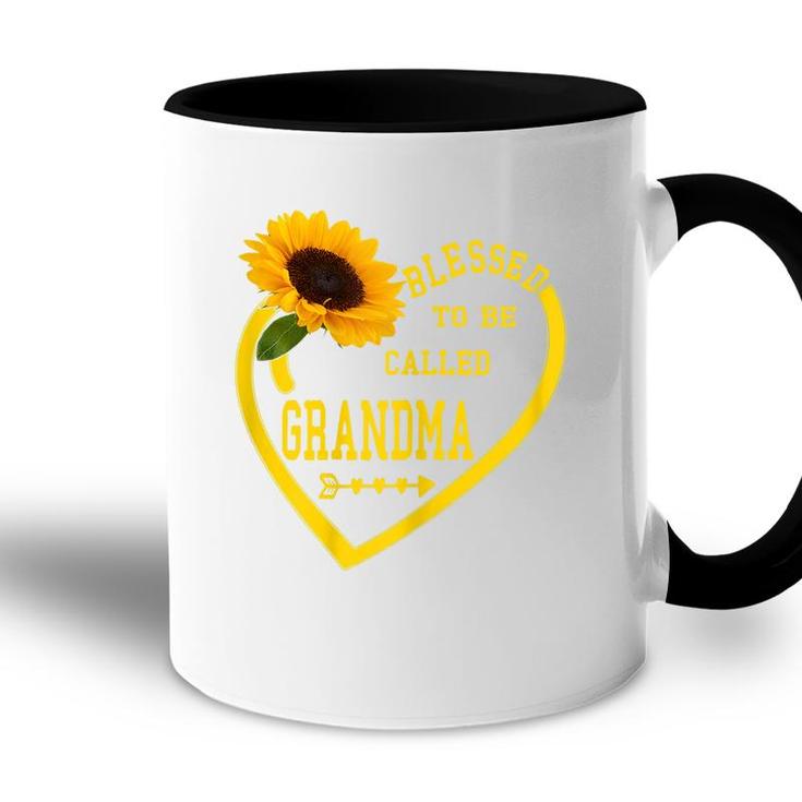 Womens Blessed To Be Called Grandma Mothers Day Sunflower Hearts  Accent Mug
